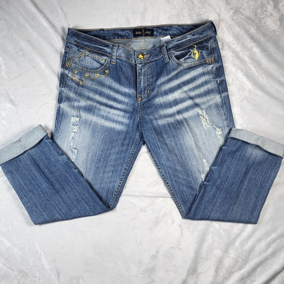 Baby Phat Denim - Baby Phat Light Blue Denim Jeans with Gold Stitching
